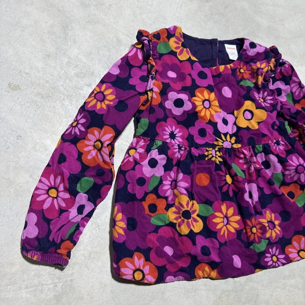Girl's SZ 8 Gymboree Purple Daisy Floral Corduroy Shirt Long Sleeve Fall Winter